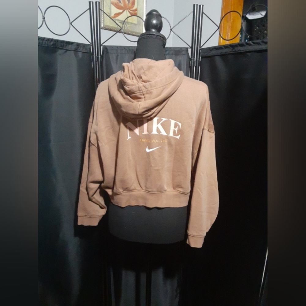 Nike Women's Cocoa Brown Zip-Up Cripped Hoodie Size M Casual Beach Boho - Picture 7 of 10